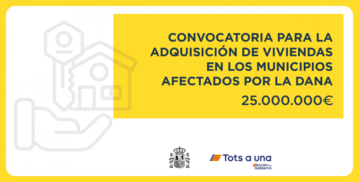 Convocatoria para la adquisición de viviendas en los municipios afectados por la dana.