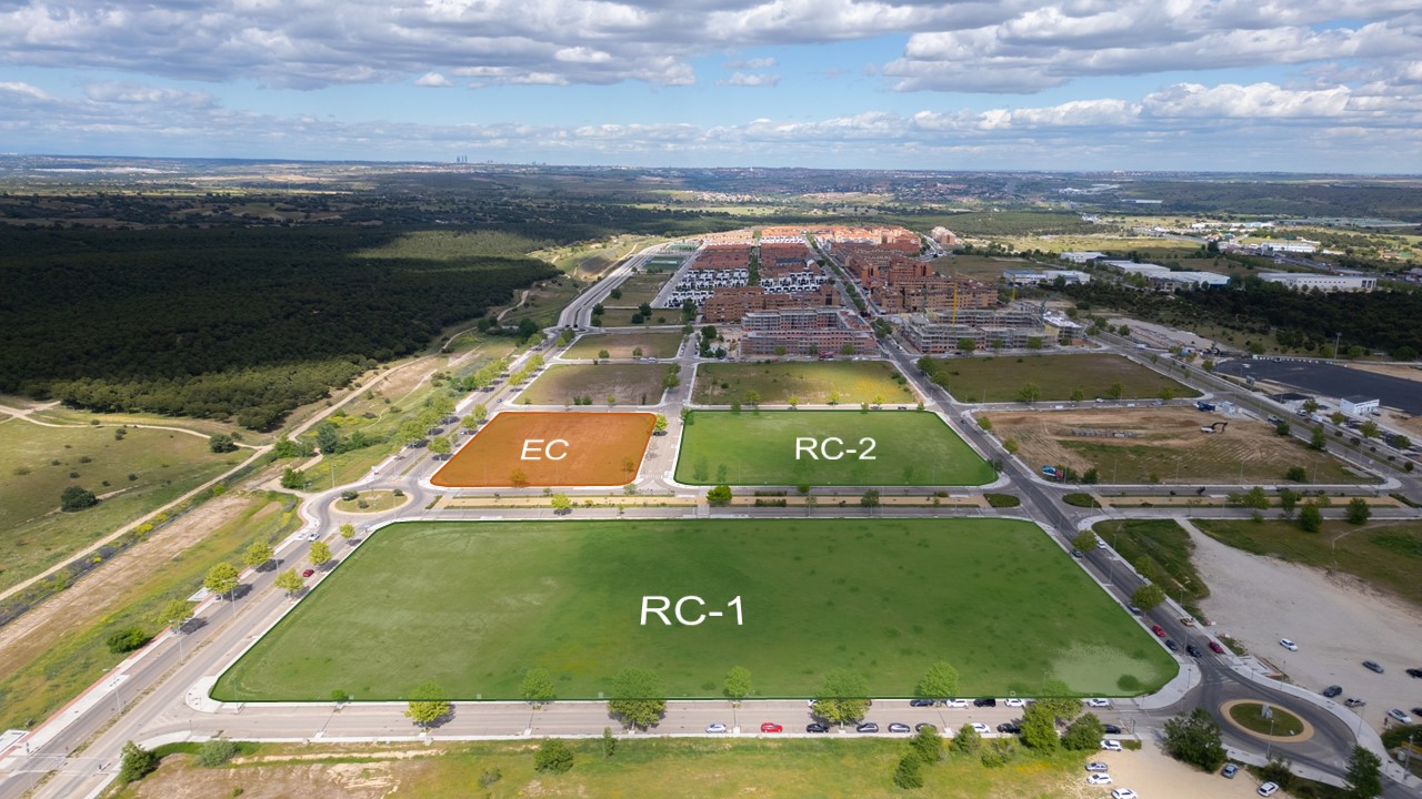 Foto aérea del ámbito con las parcelas perfiladas