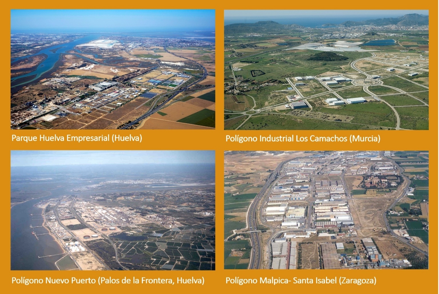 Composición de fotos de los polígonos mencionados en la nota 